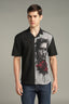 Dark Romance Split Graphic Cuban Collar Shirt
