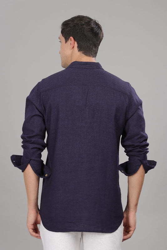 Navy Blue Milaan Linen Shirt