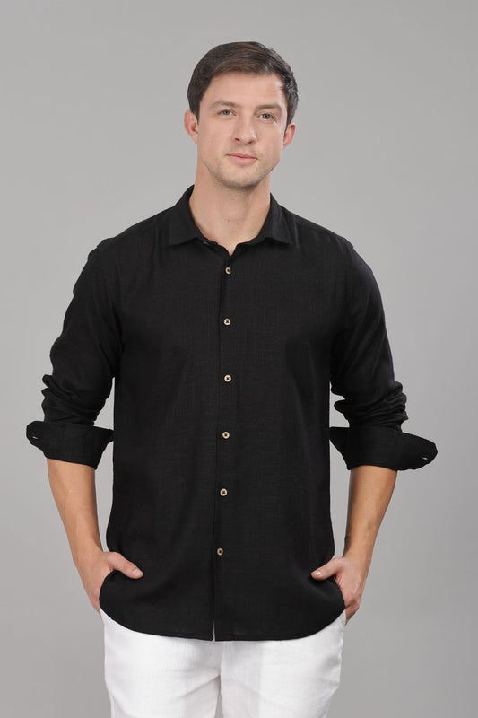 Black Milaan Linen Shirt