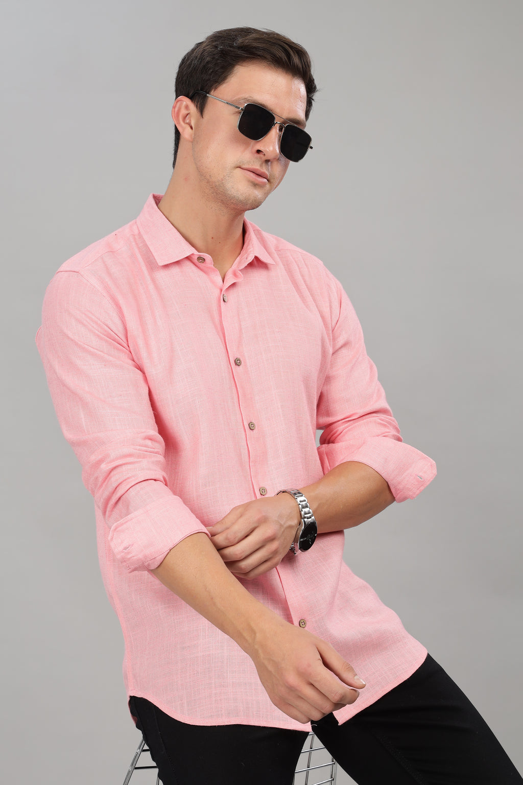 Pink Milaan Linen Shirt
