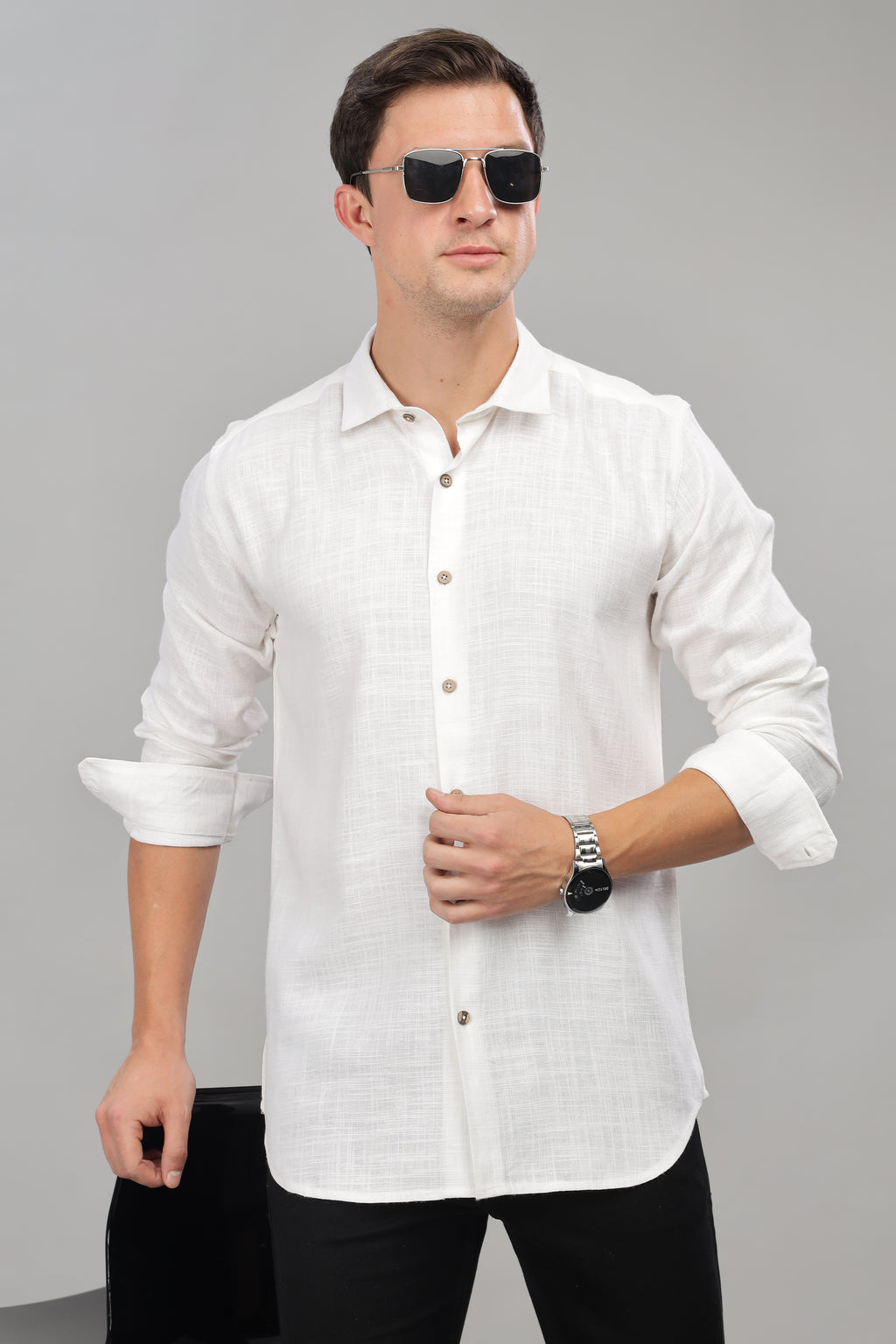 White Milaan Linen Shirt
