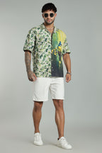 The Verdant Kingfisher Split Graphic Camp Shirt