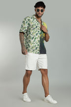 The Verdant Kingfisher Split Graphic Camp Shirt