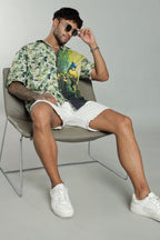The Verdant Kingfisher Split Graphic Camp Shirt