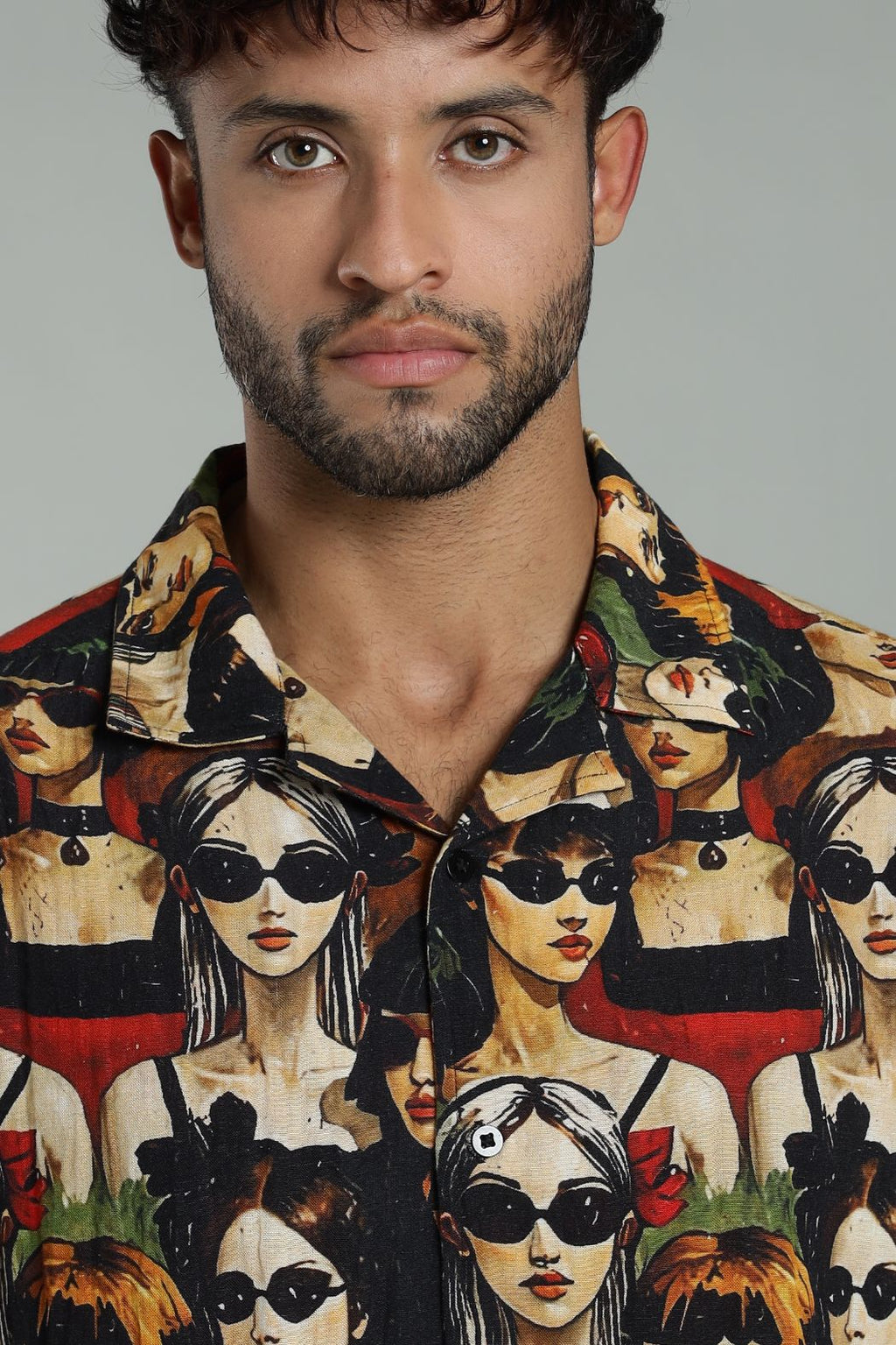 The Pop Art Muse Printed Camp Shirt