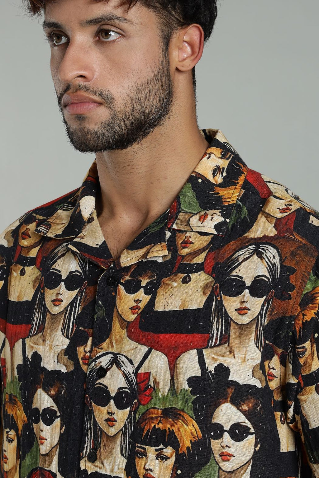 The Pop Art Muse Printed Camp Shirt