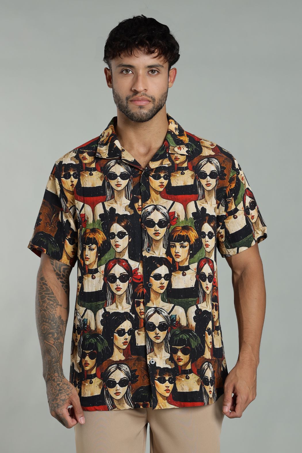 The Pop Art Muse Printed Camp Shirt Main image