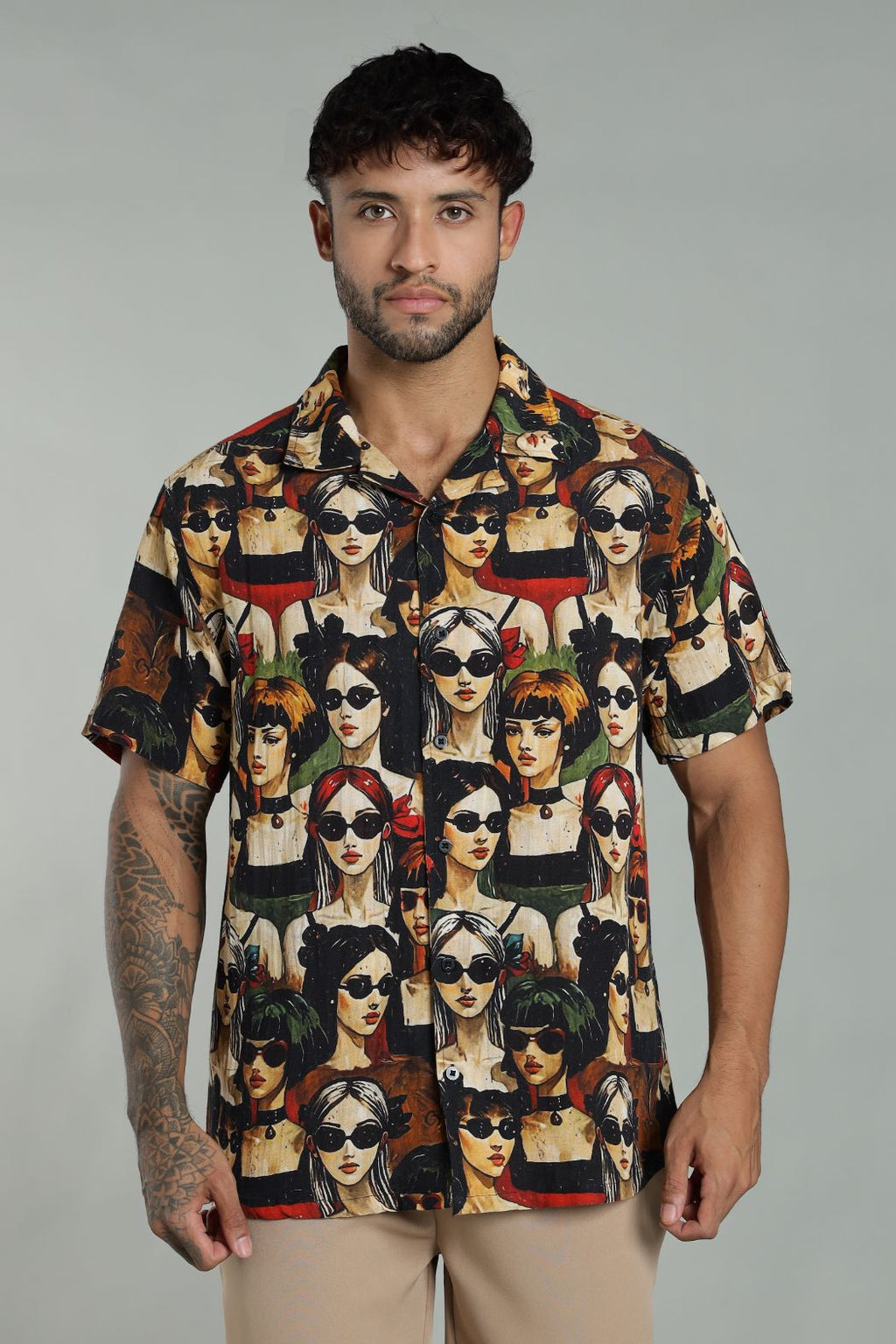 The Pop Art Muse Printed Camp Shirt