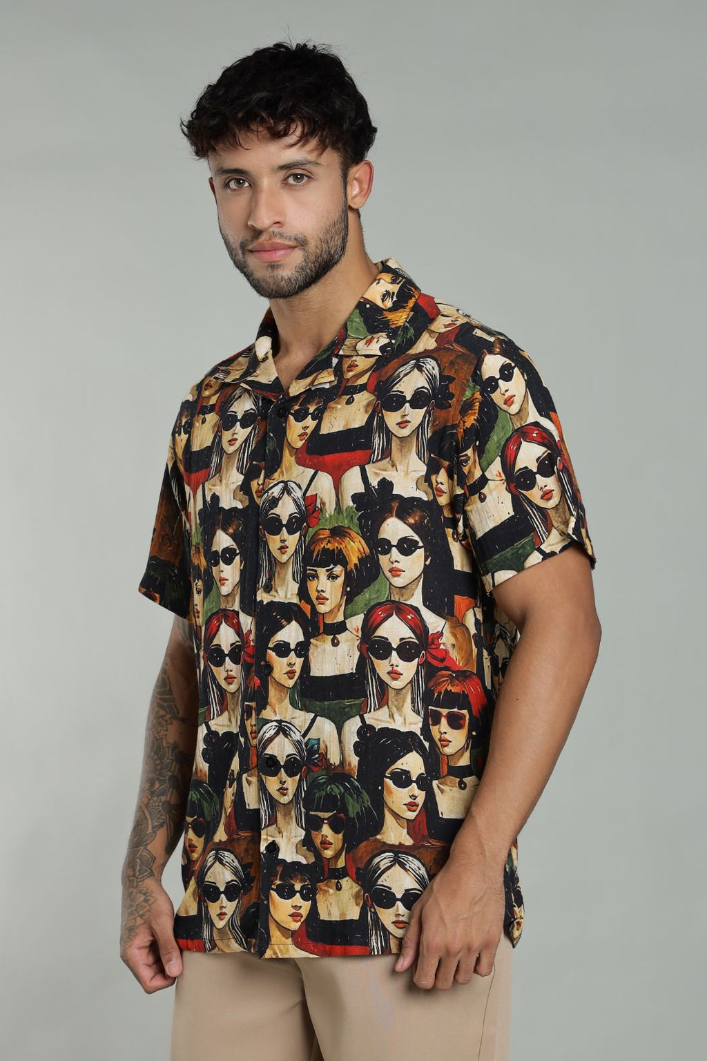 The Pop Art Muse Printed Camp Shirt