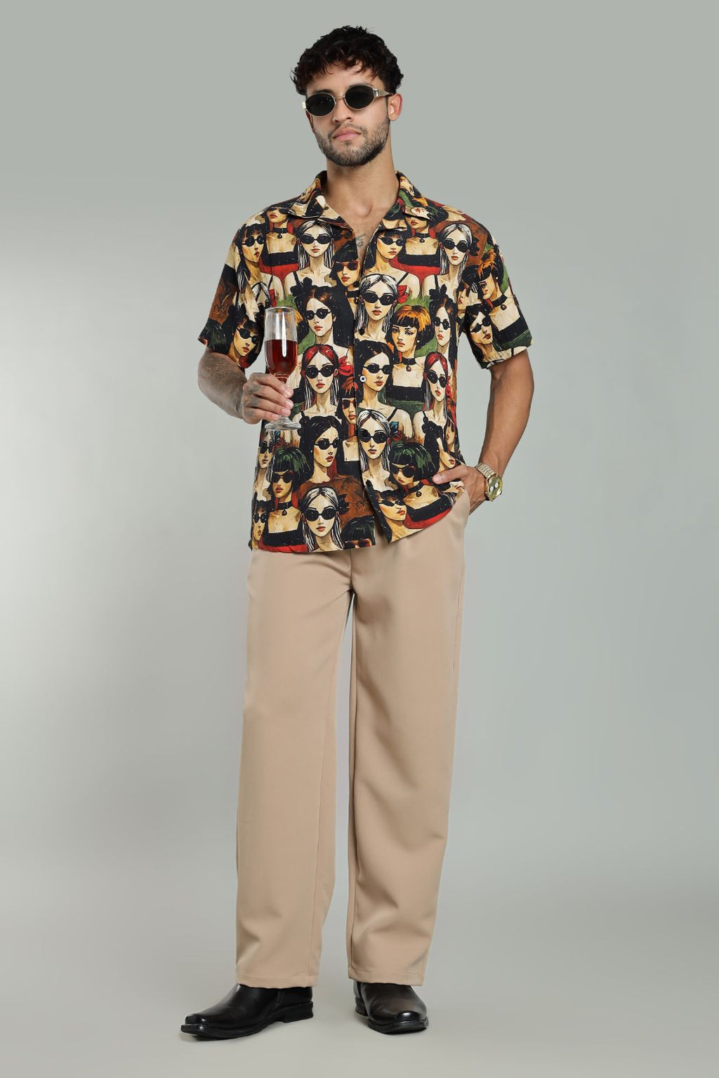 The Pop Art Muse Printed Camp Shirt