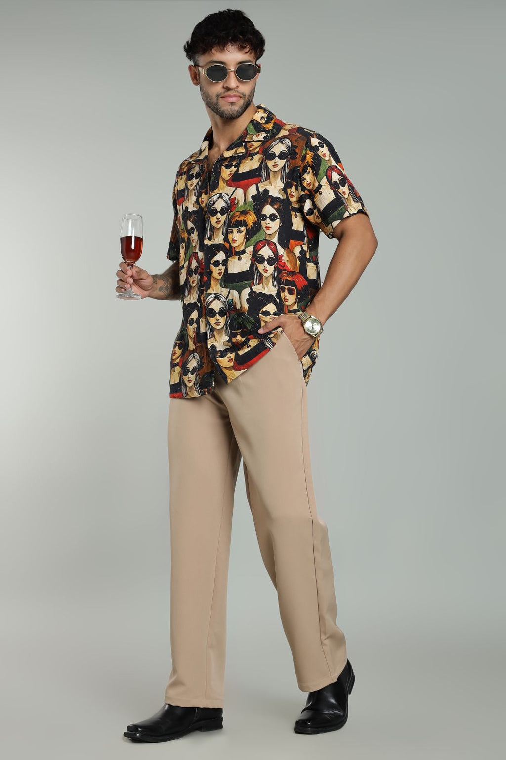 The Pop Art Muse Printed Camp Shirt