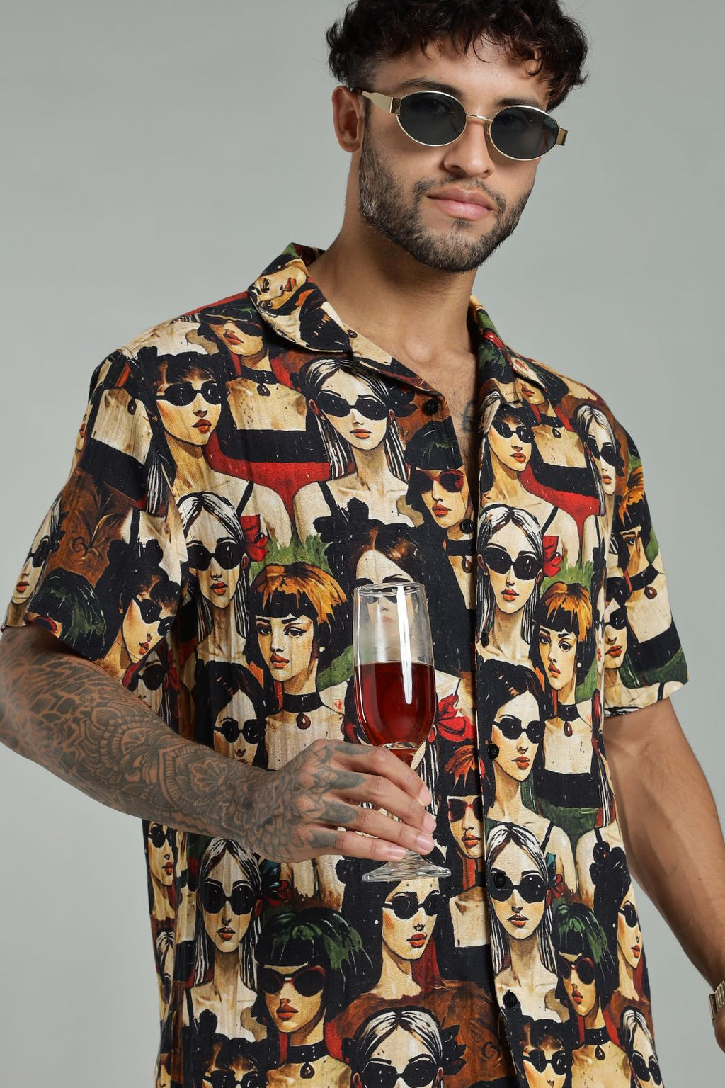 The Pop Art Muse Printed Camp Shirt