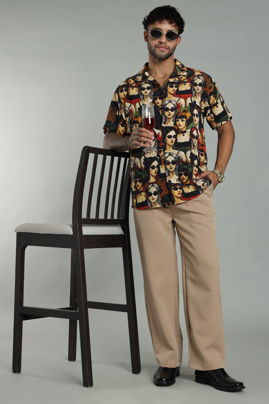 The Pop Art Muse Printed Camp Shirt
