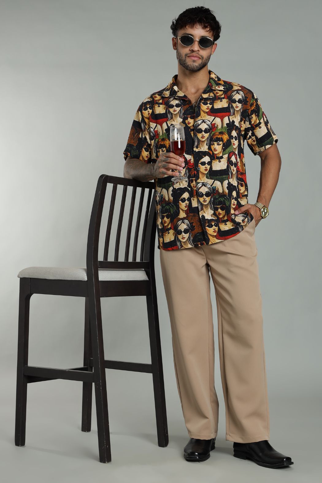 The Pop Art Muse Printed Camp Shirt