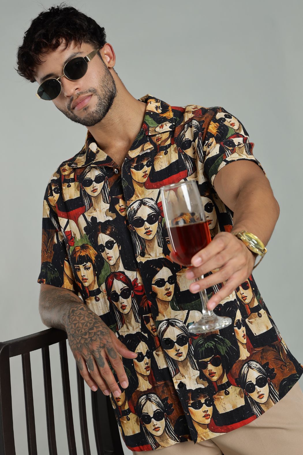 The Pop Art Muse Printed Camp Shirt