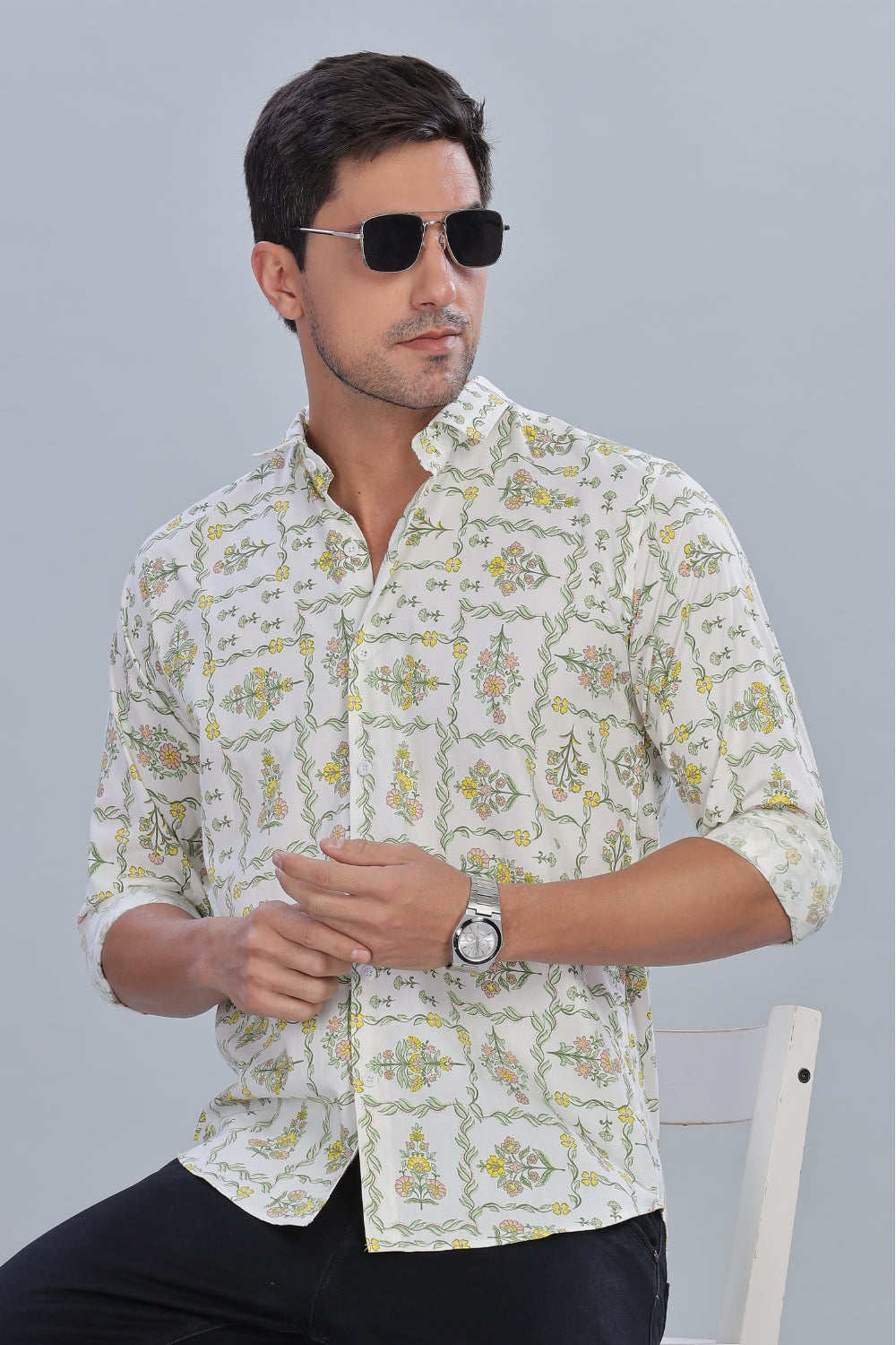 Block Floral Printed Shirt Main image