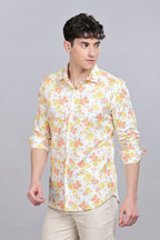 Pastel Floral Linen Printed Shirt