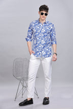 Blue Floral Printed Shirt