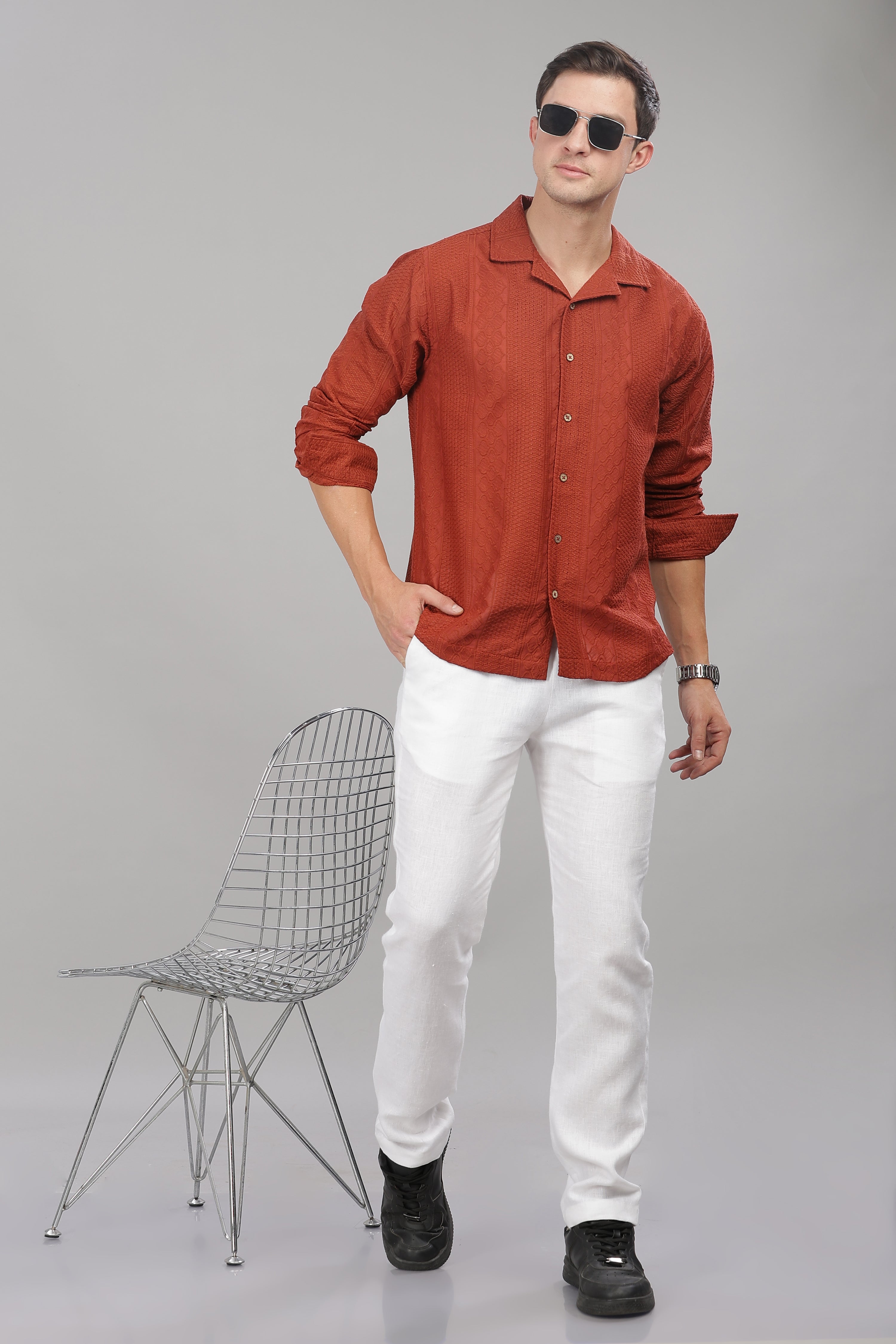 Rust Monnaaco Cuban Collar Shirt Secondary image
