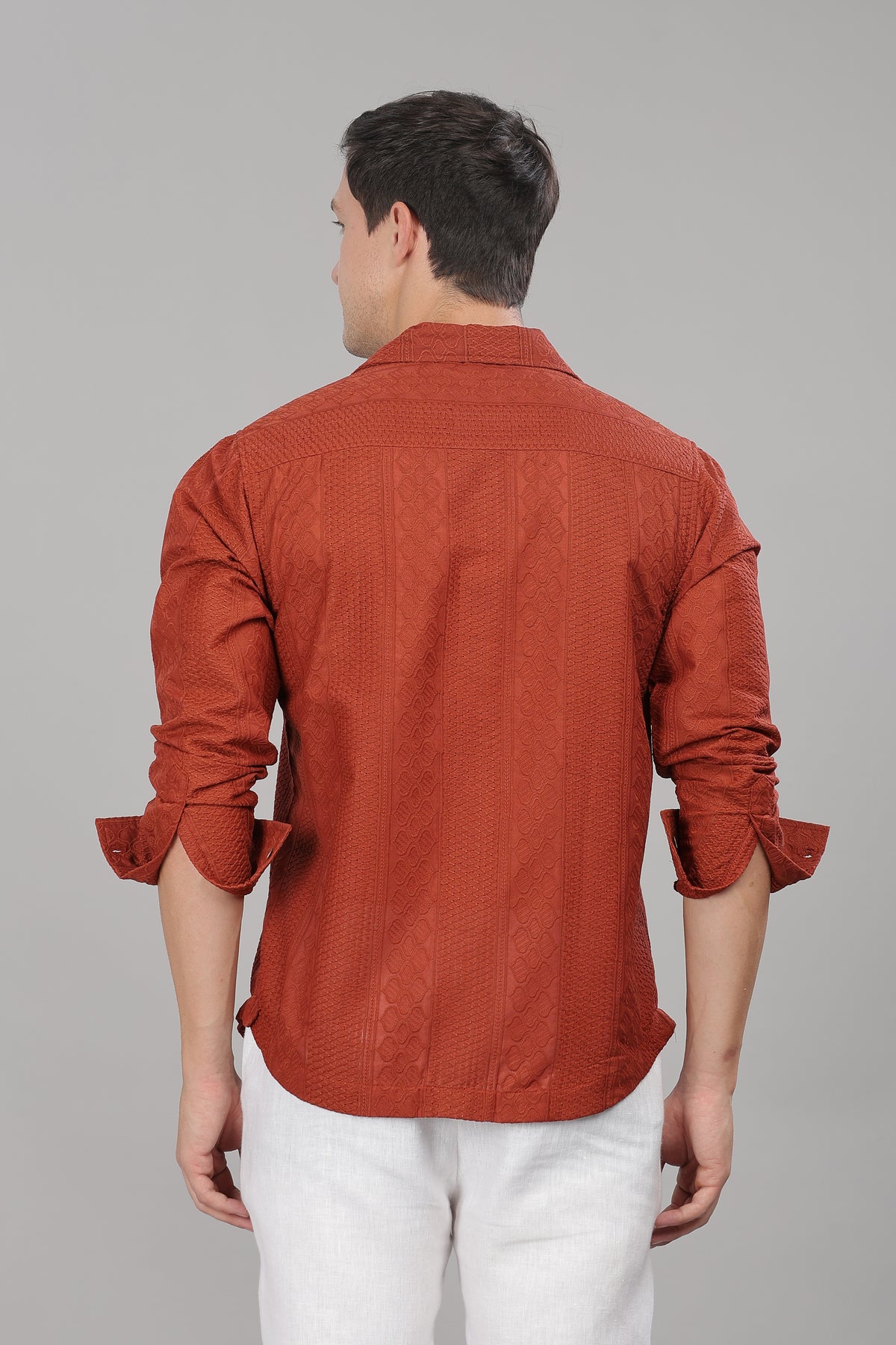 Rust Monnaaco Cuban Collar Shirt