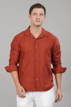 Rust Monnaaco Cuban Collar Shirt