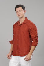 Rust Monnaaco Cuban Collar Shirt