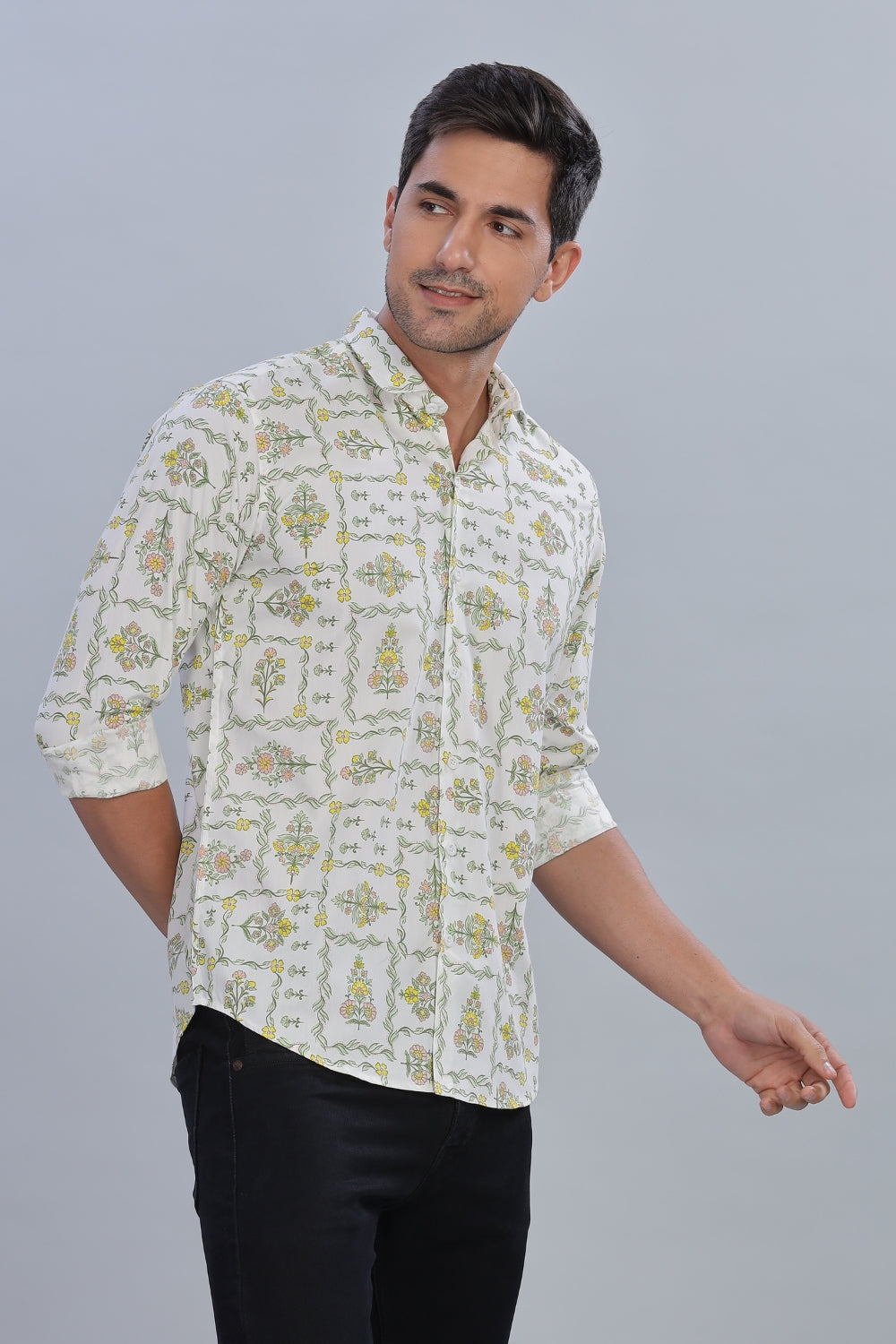 Block Floral Printed Shirt