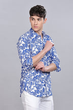 Blue Floral Printed Shirt