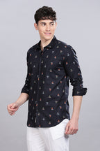 Navy Boat Club Printed Shirt