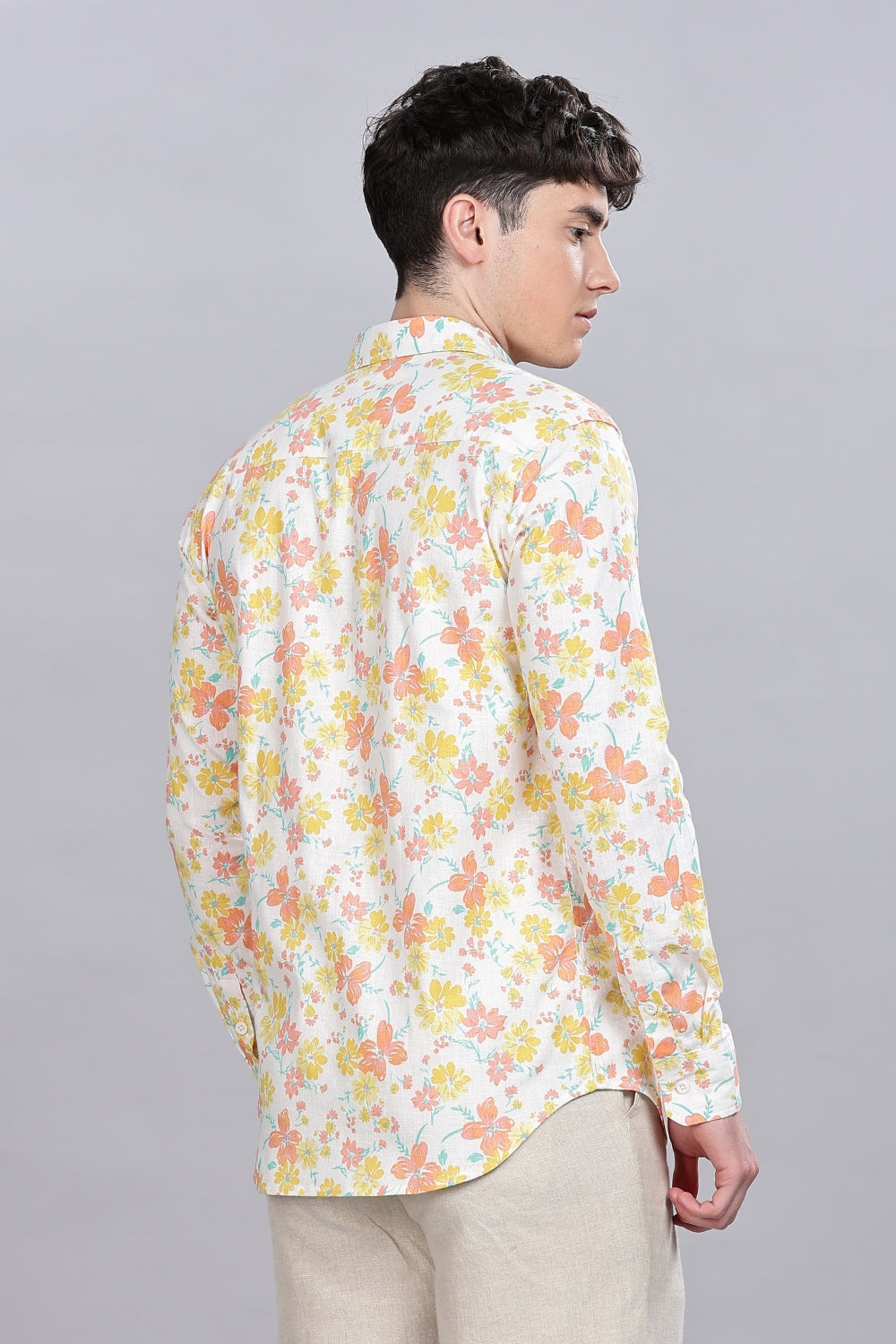 Pastel Floral Linen Printed Shirt