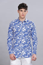 Blue Floral Printed Shirt