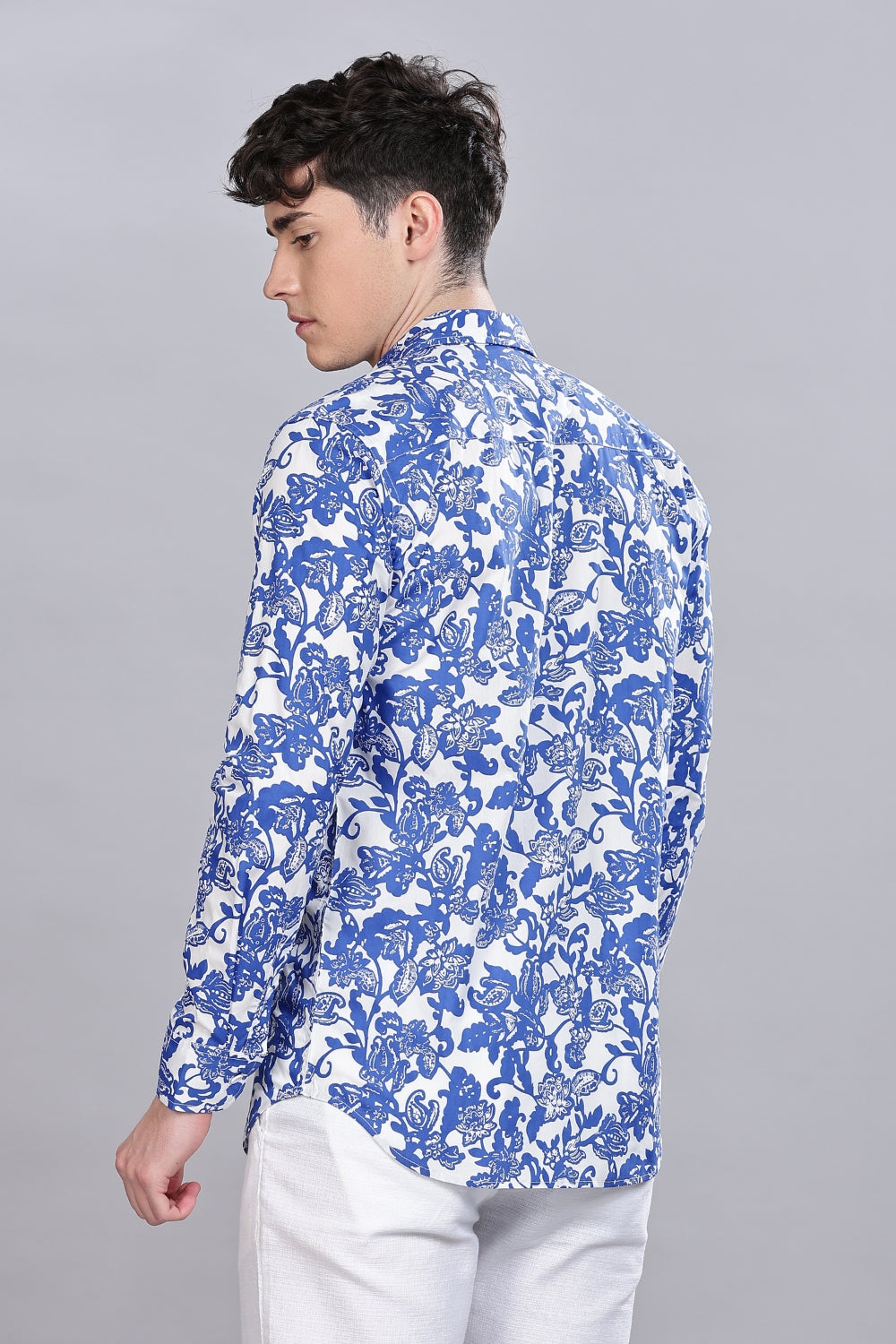 Blue Floral Printed Shirt
