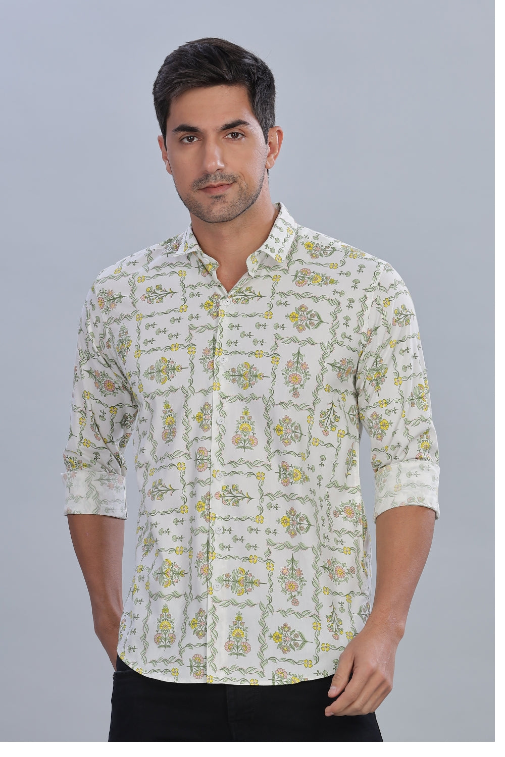 Block Floral Printed Shirt