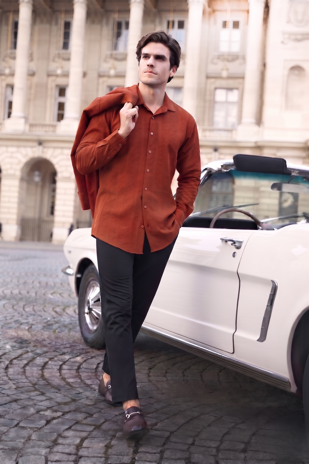 Rust Monnaaco Cuban Collar Shirt