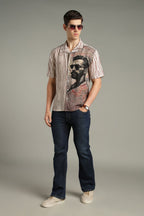 The Vintage Manuscript Split Striped Graphic Shirt