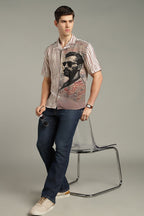The Vintage Manuscript Split Striped Graphic Shirt