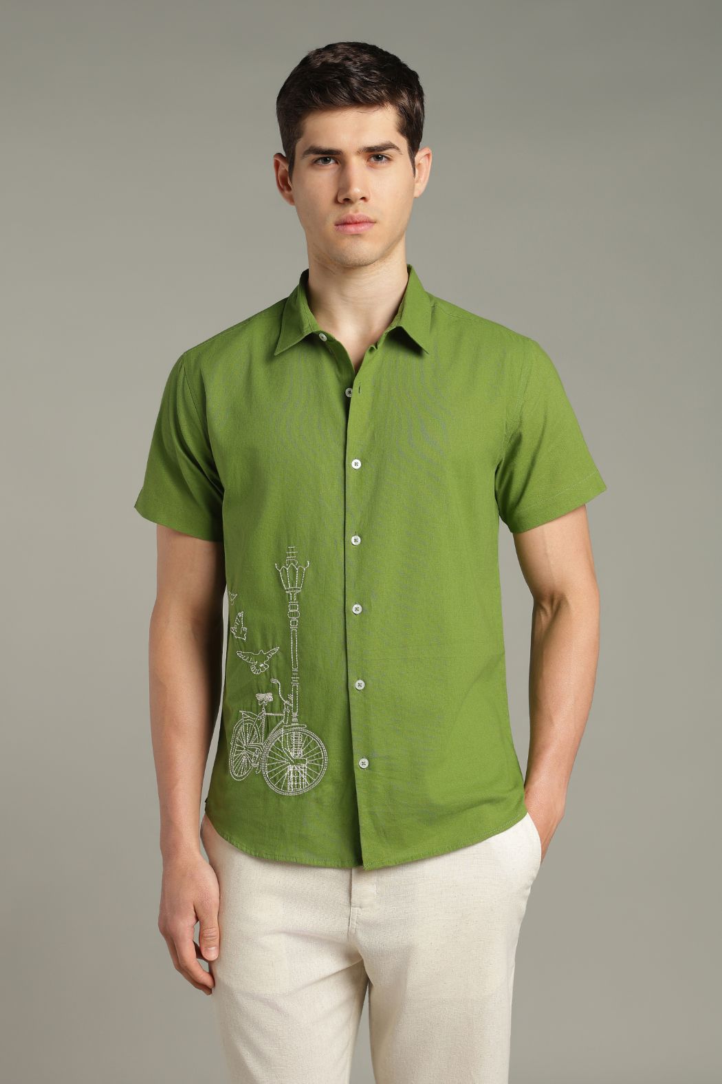 The Verdant Street Lamp Embroidered Shirt