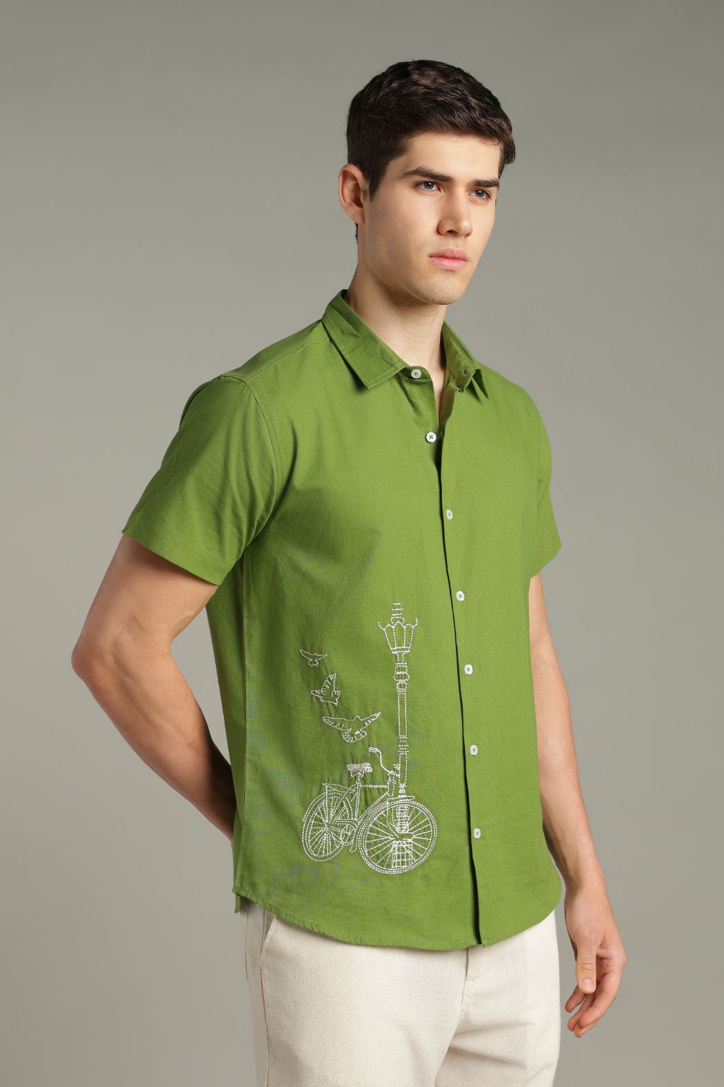 The Verdant Street Lamp Embroidered Shirt