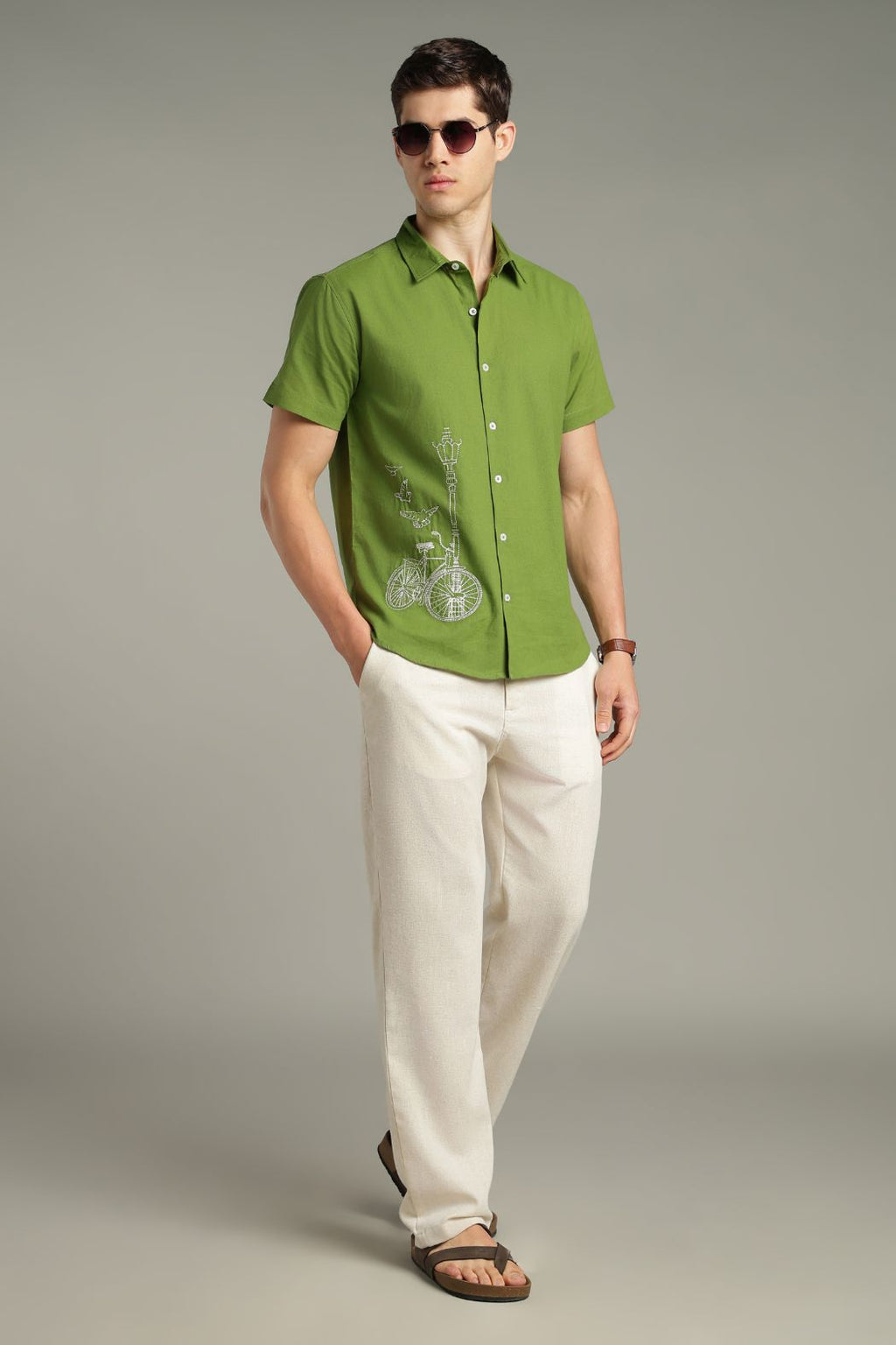The Verdant Street Lamp Embroidered Shirt
