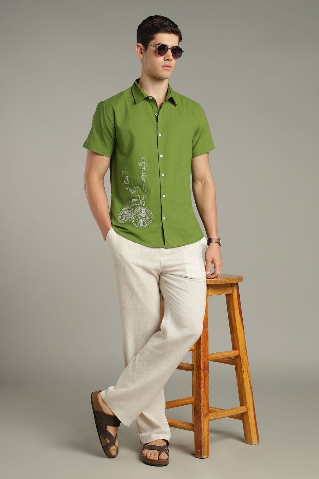The Verdant Street Lamp Embroidered Shirt