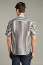 The Visionary Split Striped Graphic Shirt