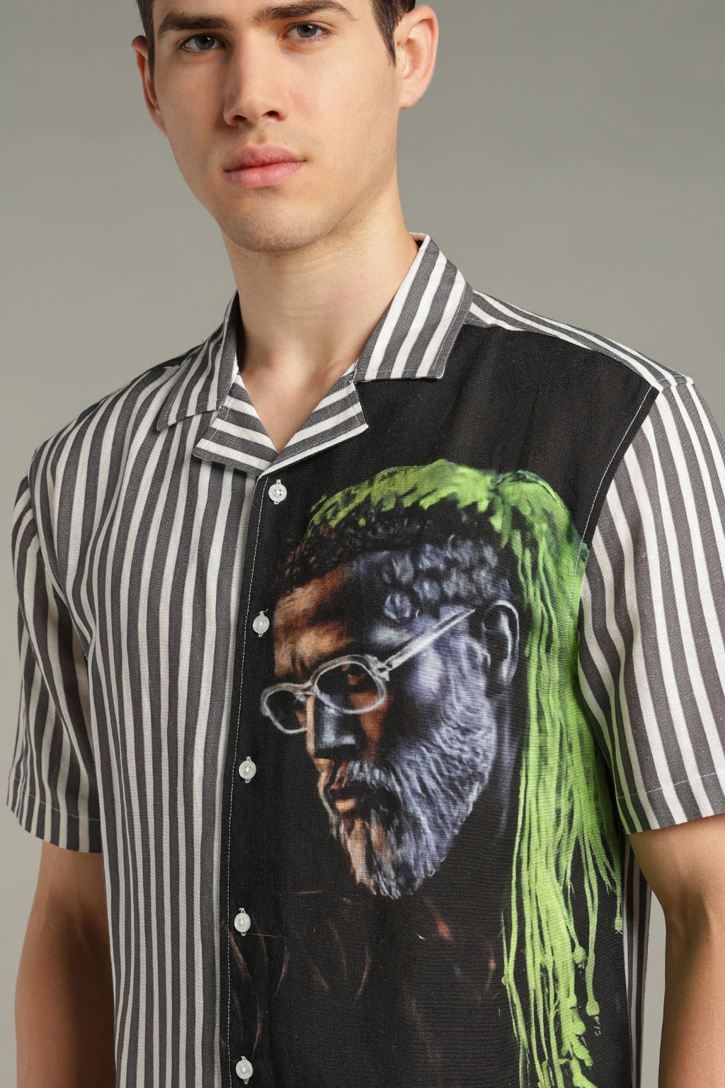The Visionary Split Striped Graphic Shirt