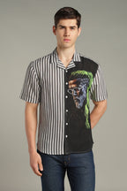 The Visionary Split Striped Graphic Shirt