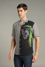 The Visionary Split Striped Graphic Shirt