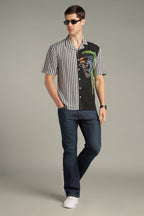 The Visionary Split Striped Graphic Shirt
