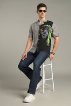 The Visionary Split Striped Graphic Shirt