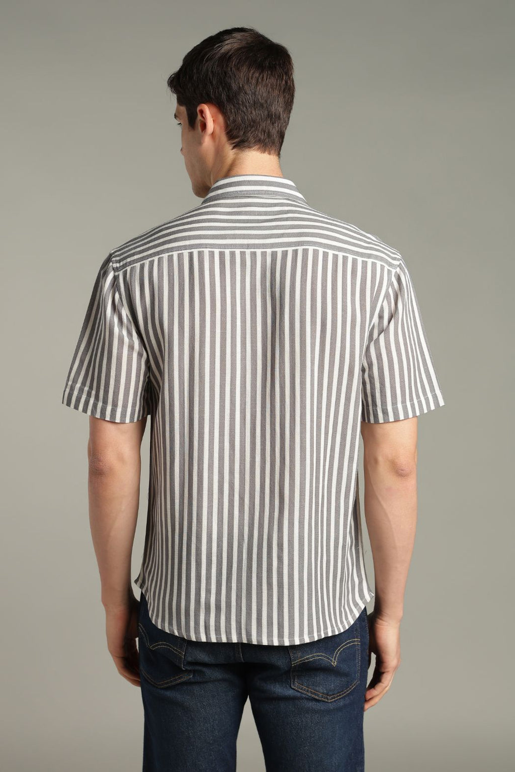 The Crimson Muse Split Striped Graphic Shirt