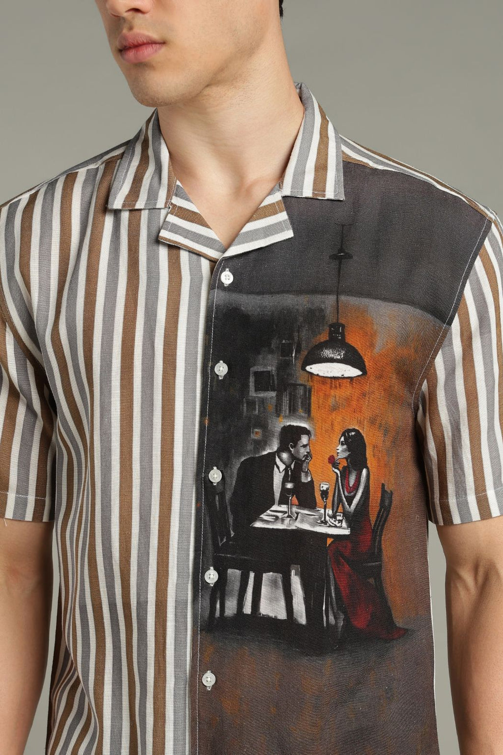 The Midnight Cafe Split Striped Shirt