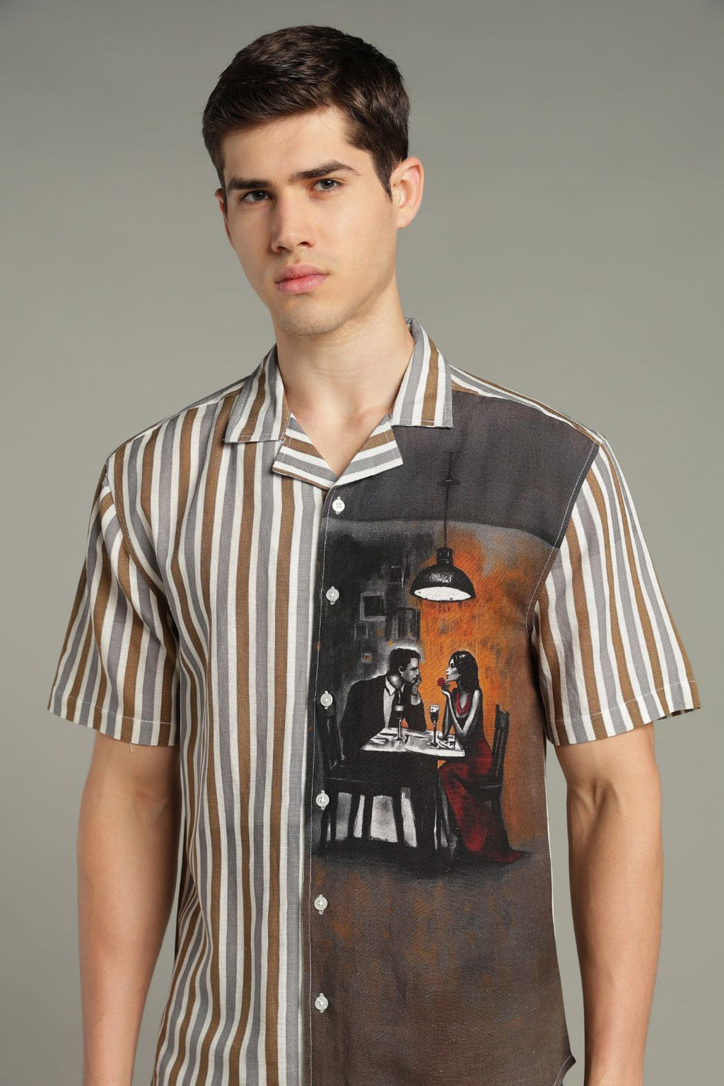 The Midnight Cafe Split Striped Shirt