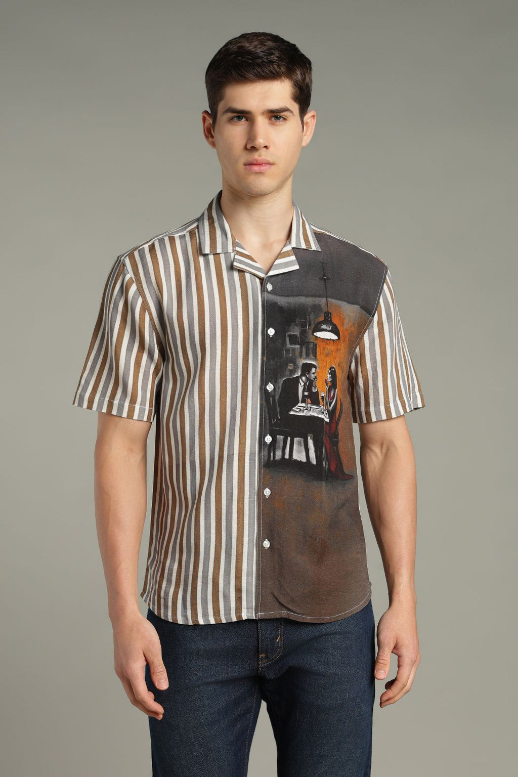 The Midnight Cafe Split Striped Shirt